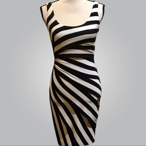 Bailey 44 black and white lined striped dress.